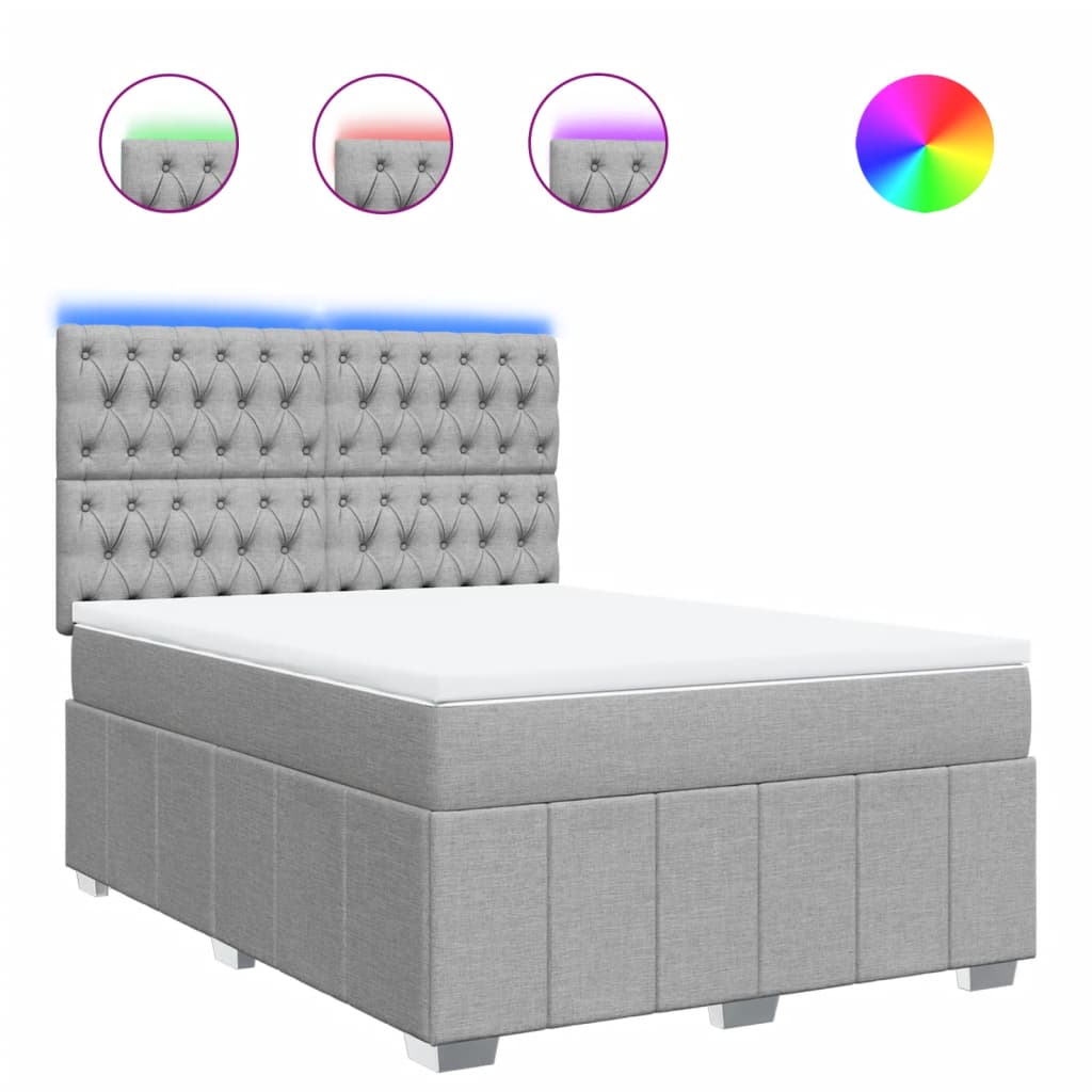 Sommier à lattes de lit avec matelas Gris clair 140x190cm Tissu