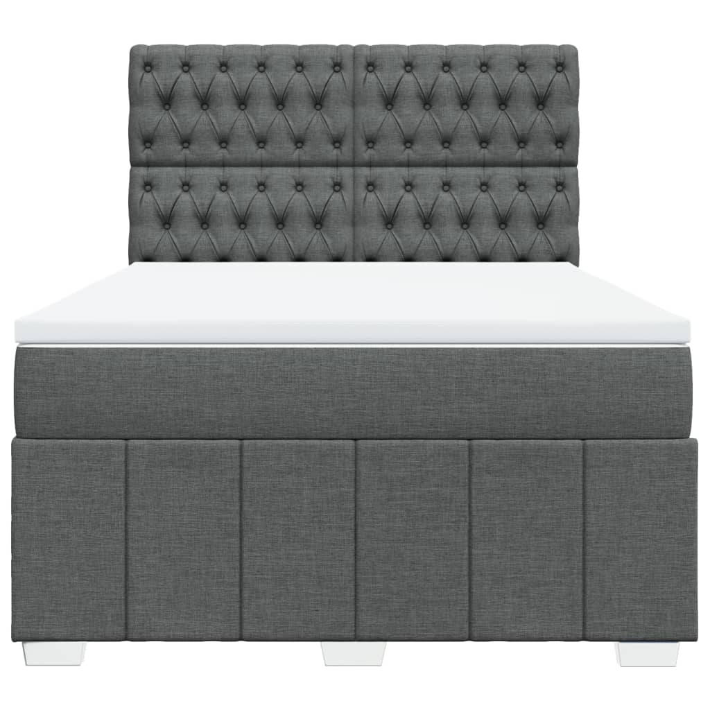Sommier à lattes de lit avec matelas Gris foncé 140x190cm Tissu - XIOS