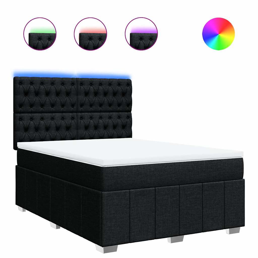 Sommier à lattes de lit avec matelas Noir 140x190 cm Tissu - XIOS