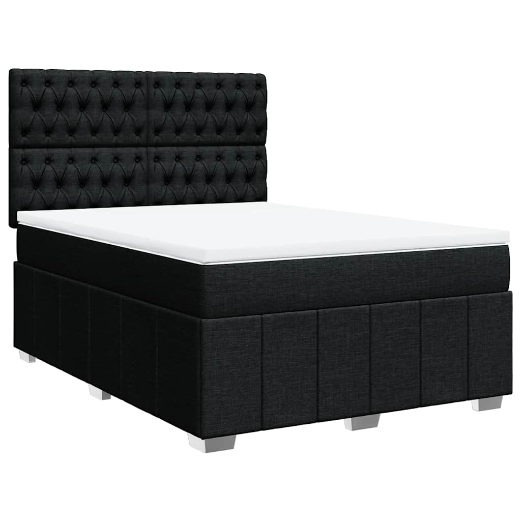Sommier à lattes de lit avec matelas Noir 140x190 cm Tissu - XIOS
