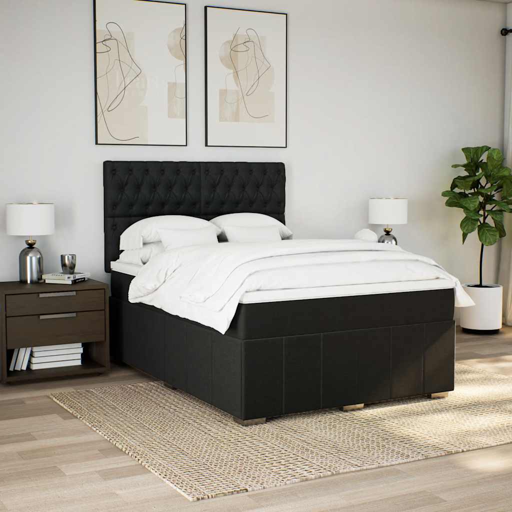 Sommier à lattes de lit avec matelas Noir 140x190 cm Tissu - XIOS