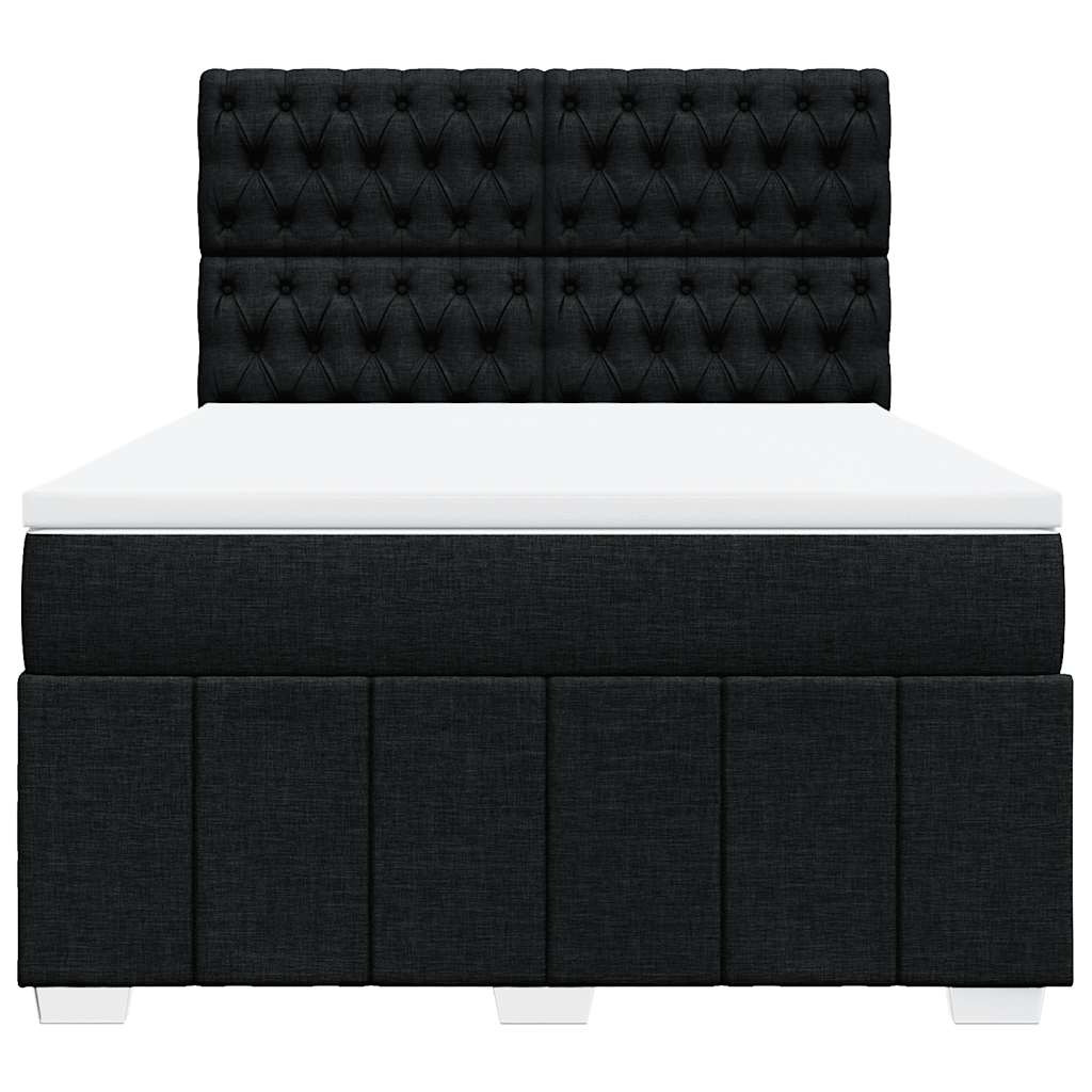 Sommier à lattes de lit avec matelas Noir 140x190 cm Tissu - XIOS