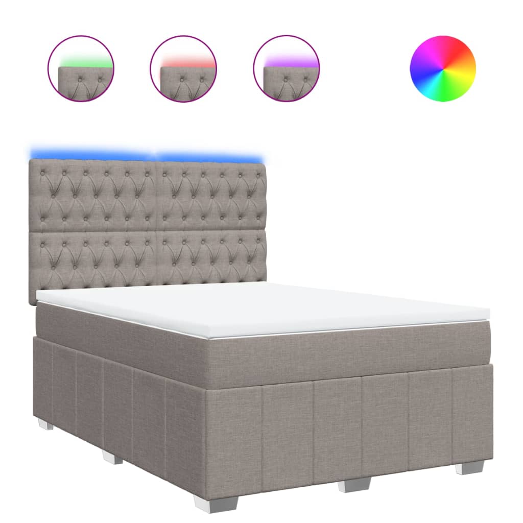 Sommier à lattes de lit avec matelas Taupe 140x190 cm Tissu - XIOS