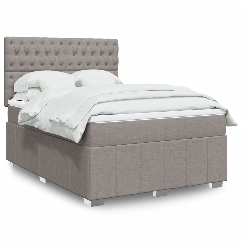 Sommier à lattes de lit avec matelas Taupe 140x190 cm Tissu - XIOS