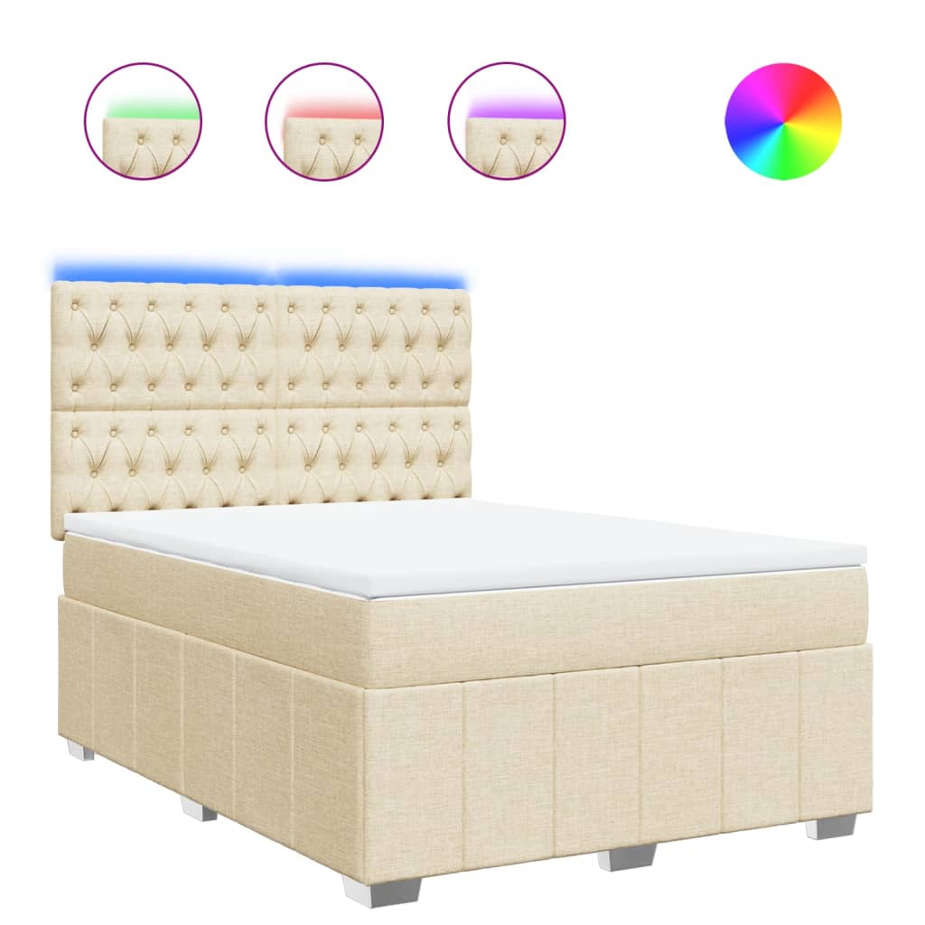 Sommier à lattes de lit avec matelas Crème 140x190 cm Tissu - XIOS