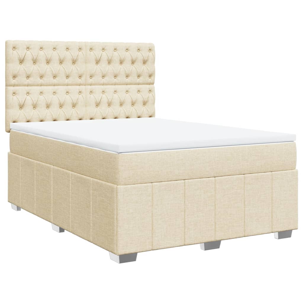 Sommier à lattes de lit avec matelas Crème 140x190 cm Tissu - XIOS