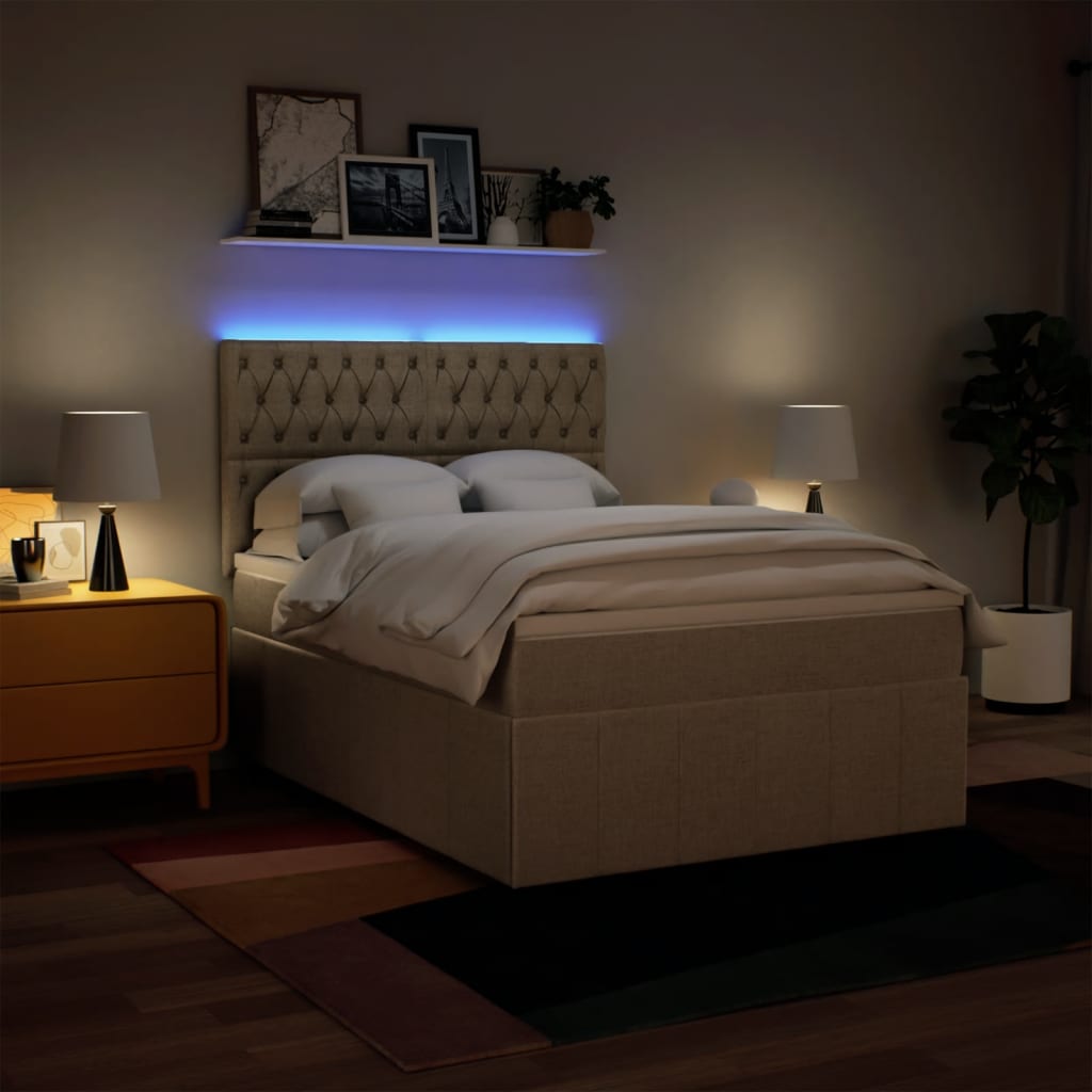 Sommier à lattes de lit avec matelas Crème 140x190 cm Tissu - XIOS