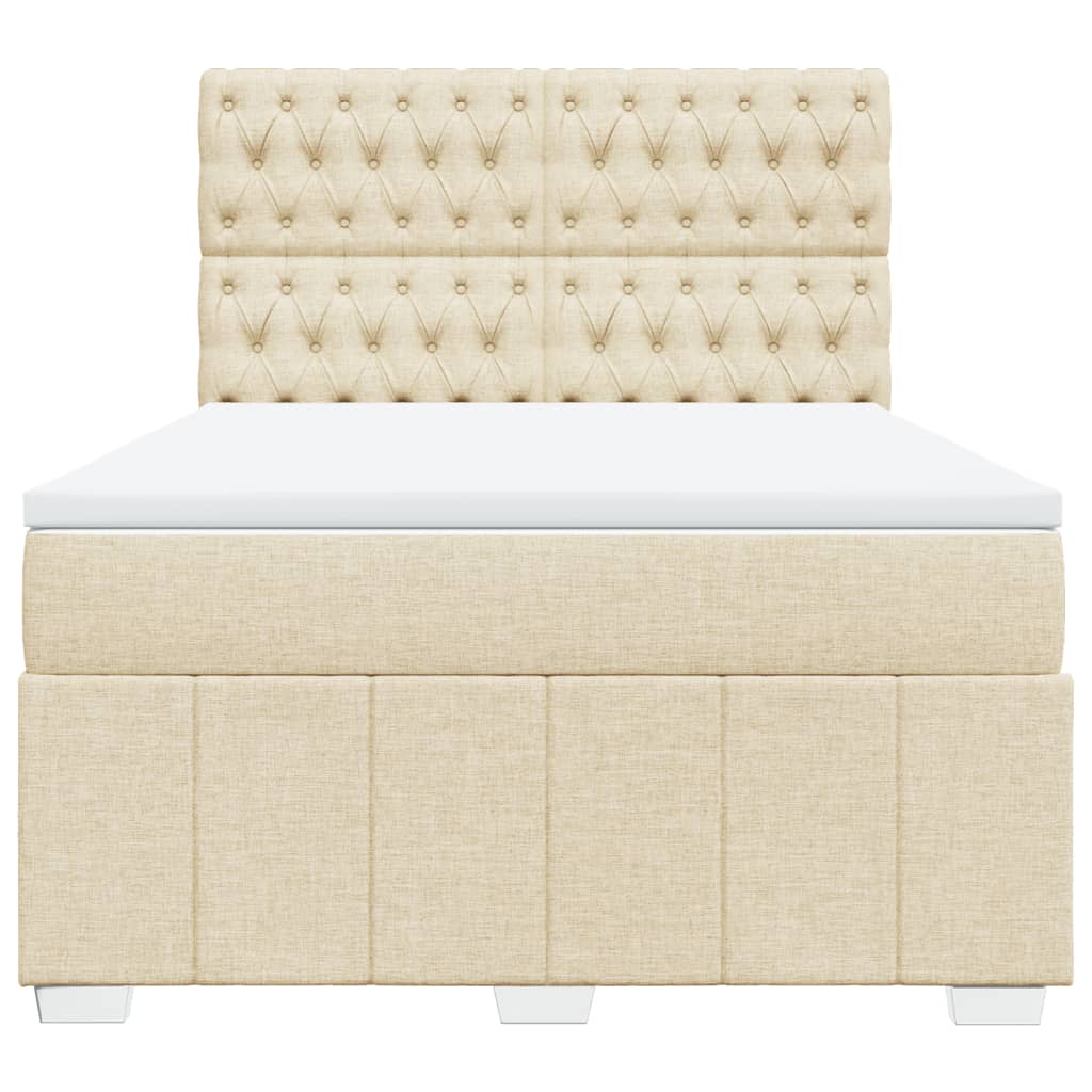 Sommier à lattes de lit avec matelas Crème 140x190 cm Tissu - XIOS