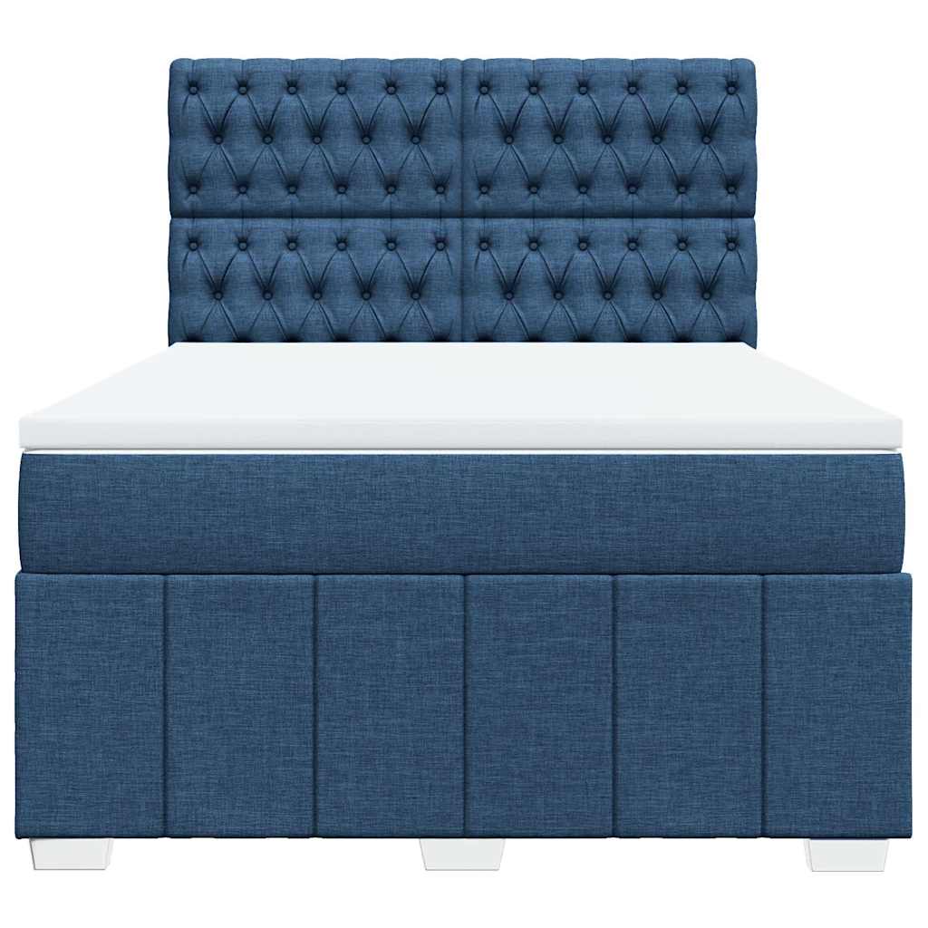 Sommier à lattes de lit avec matelas Bleu 140x190 cm Tissu - XIOS