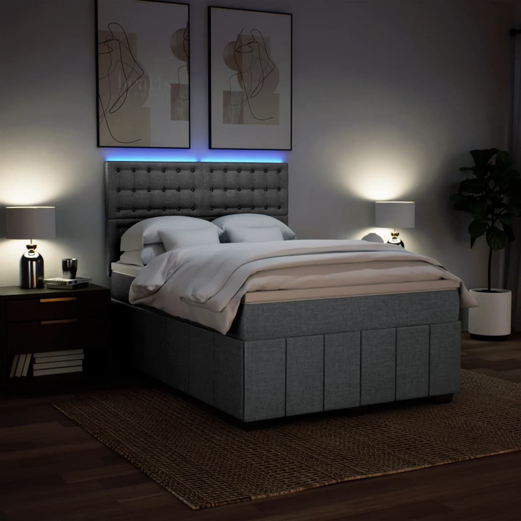 Sommier à lattes de lit avec matelas Gris clair 140x190cm Tissu - XIOS
