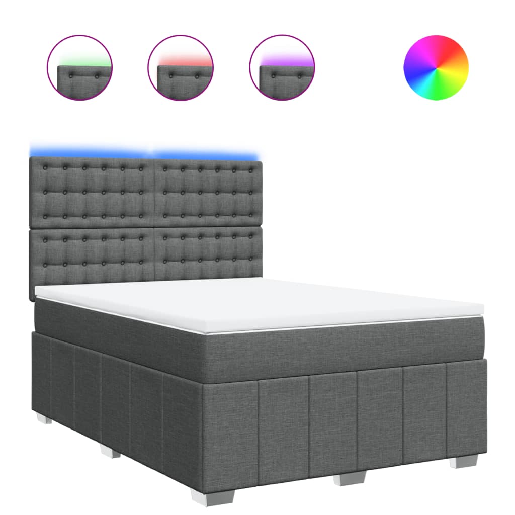 Sommier à lattes de lit avec matelas Gris foncé 140x190cm Tissu - XIOS
