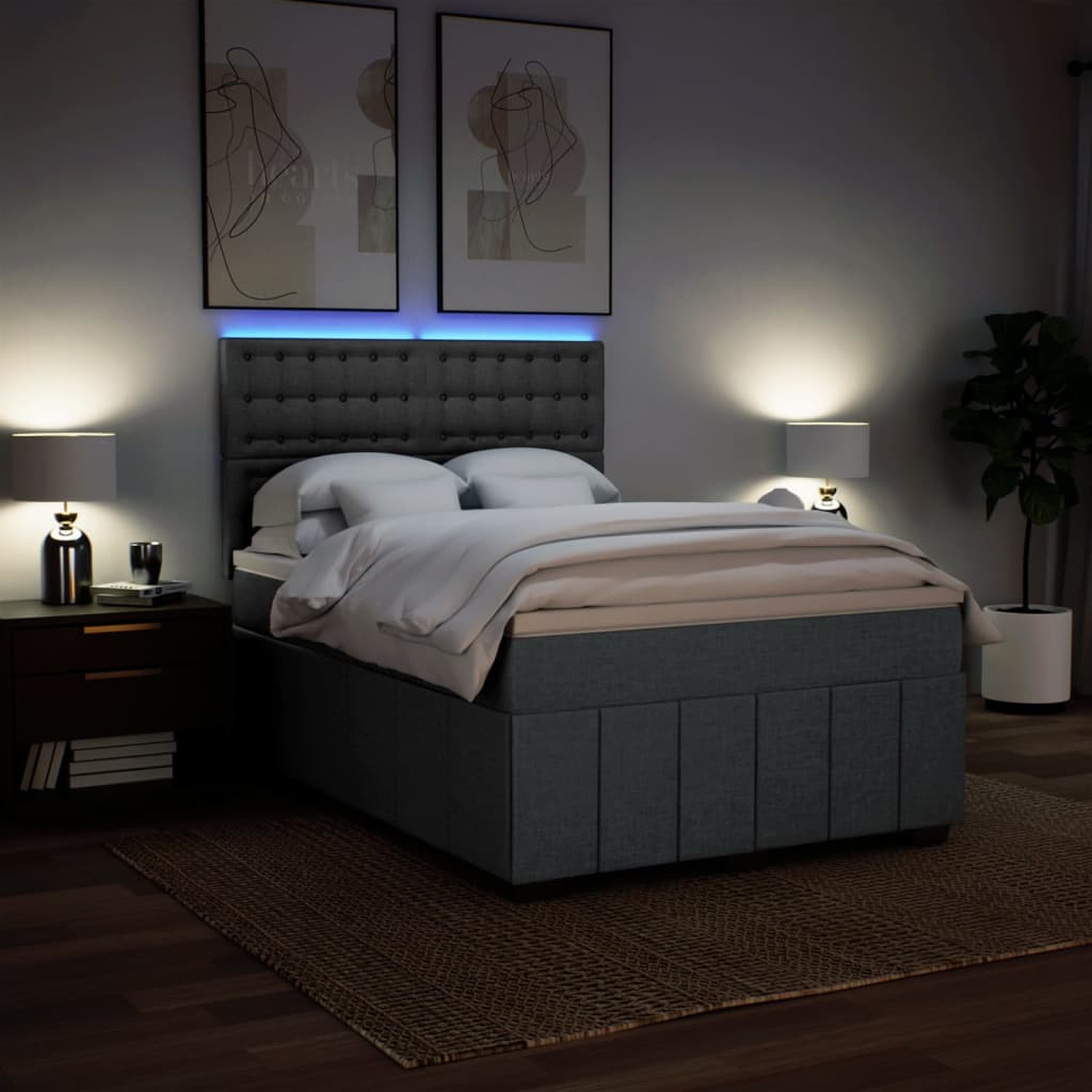 Sommier à lattes de lit avec matelas Gris foncé 140x190cm Tissu - XIOS