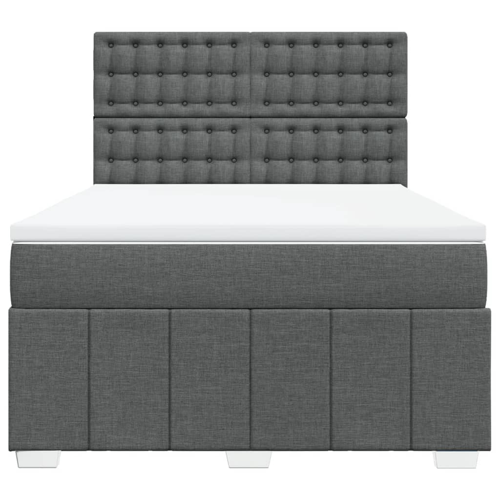 Sommier à lattes de lit avec matelas Gris foncé 140x190cm Tissu - XIOS