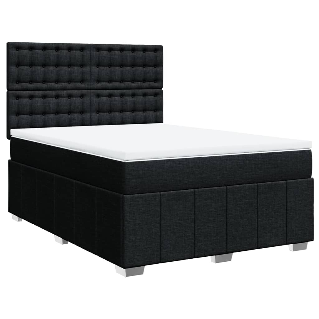 Sommier à lattes de lit avec matelas Noir 140x190 cm Tissu - XIOS
