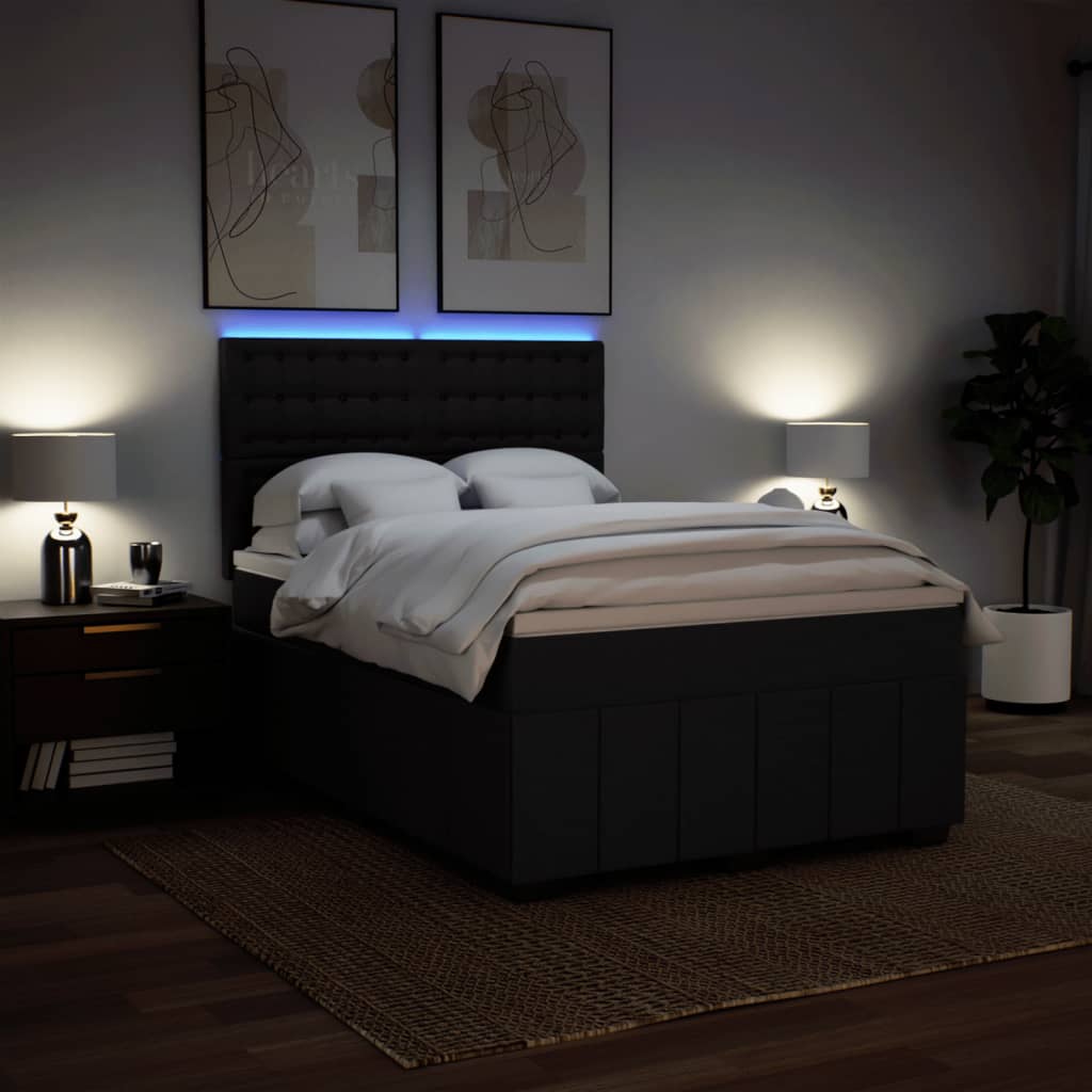 Sommier à lattes de lit avec matelas Noir 140x190 cm Tissu - XIOS