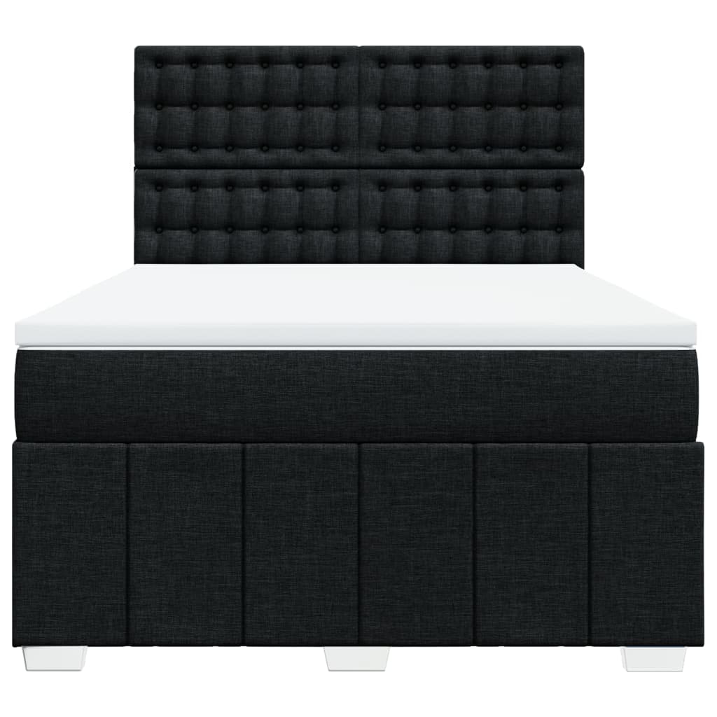 Sommier à lattes de lit avec matelas Noir 140x190 cm Tissu - XIOS
