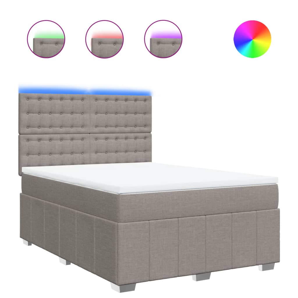 Sommier à lattes de lit avec matelas Taupe 140x190 cm Tissu - XIOS