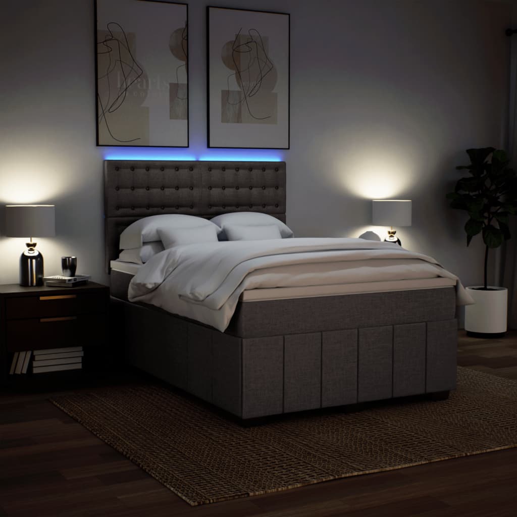 Sommier à lattes de lit avec matelas Taupe 140x190 cm Tissu - XIOS