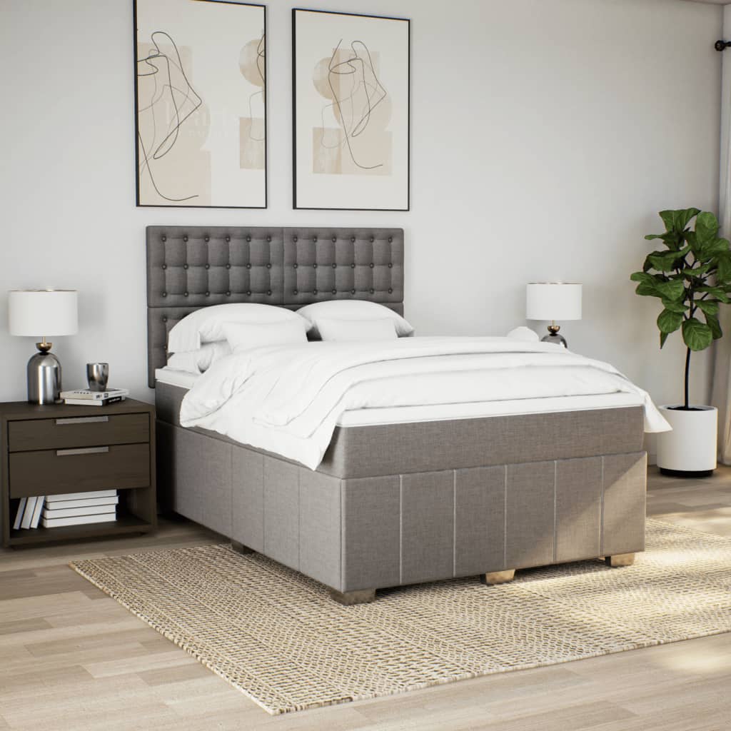 Sommier à lattes de lit avec matelas Taupe 140x190 cm Tissu - XIOS