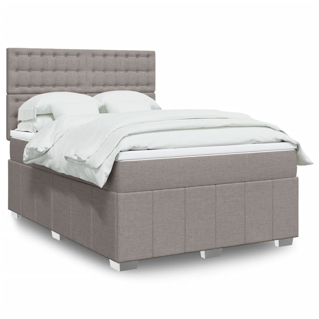 Sommier à lattes de lit avec matelas Taupe 140x190 cm Tissu - XIOS