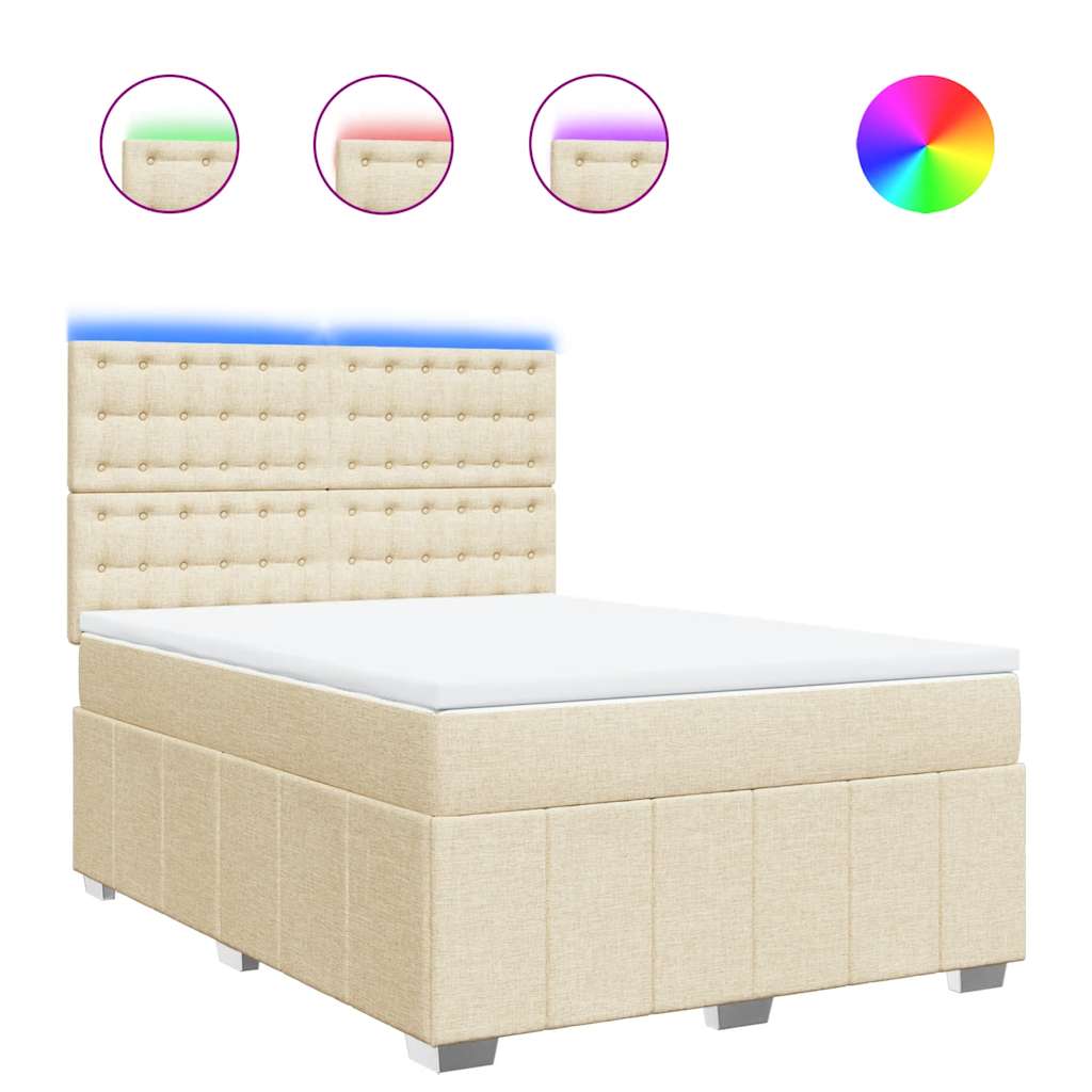 Sommier à lattes de lit avec matelas Crème 140x190 cm Tissu - XIOS