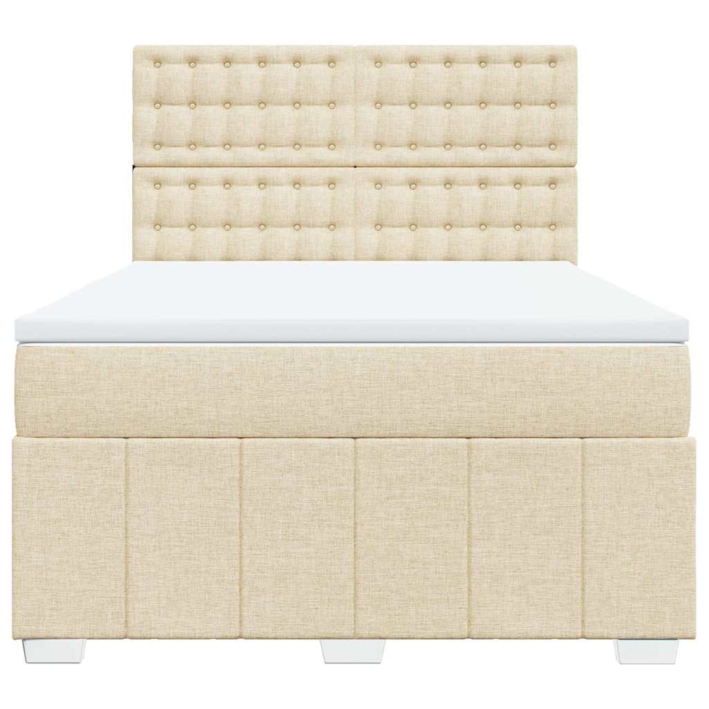 Sommier à lattes de lit avec matelas Crème 140x190 cm Tissu - XIOS