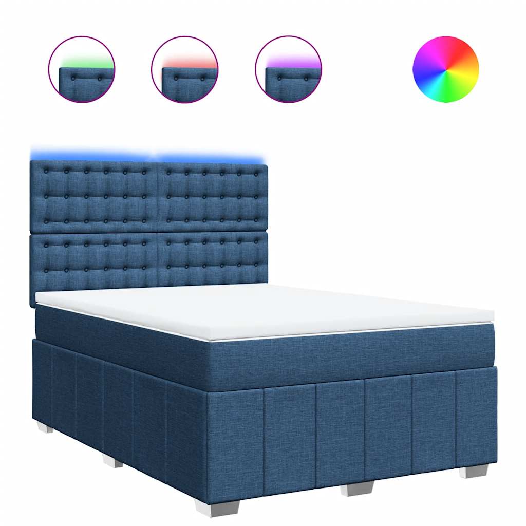 Sommier à lattes de lit avec matelas Bleu 140x190 cm Tissu - XIOS