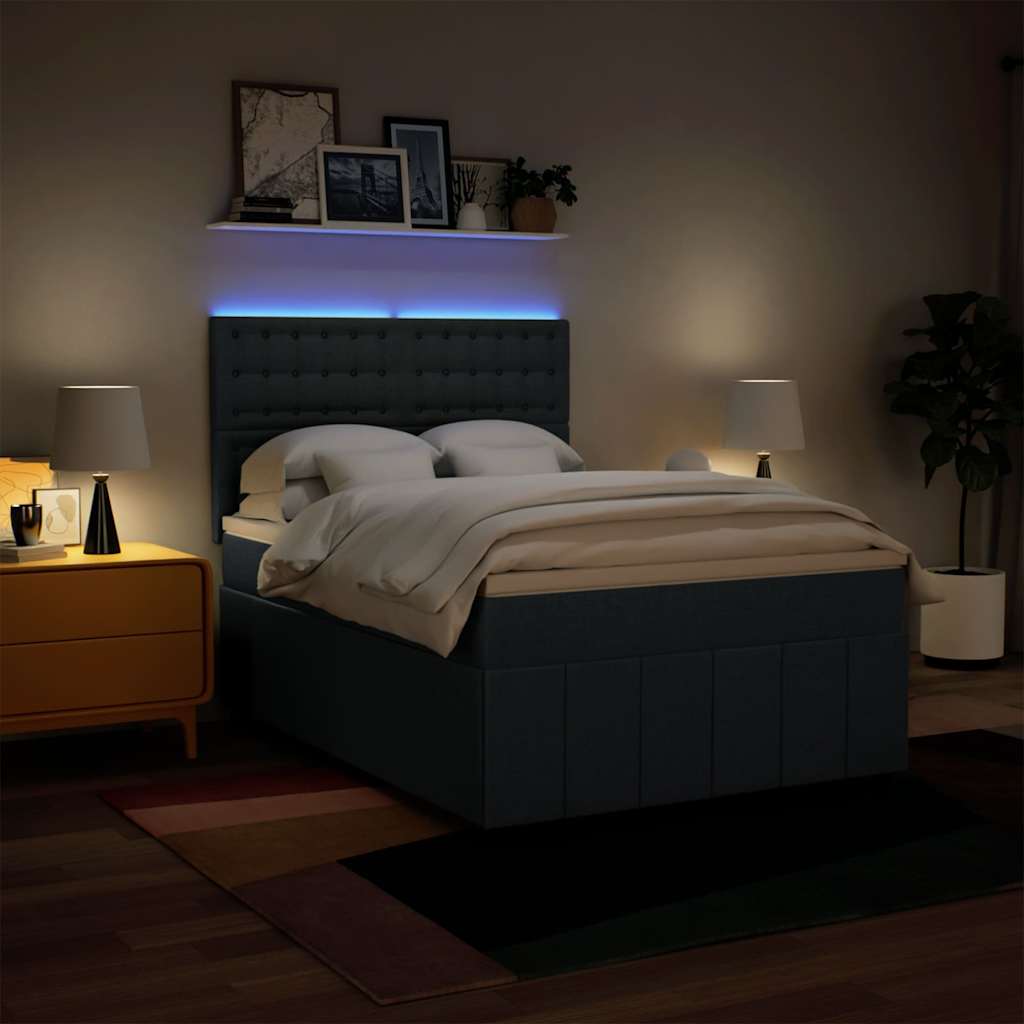 Sommier à lattes de lit avec matelas Bleu 140x190 cm Tissu - XIOS