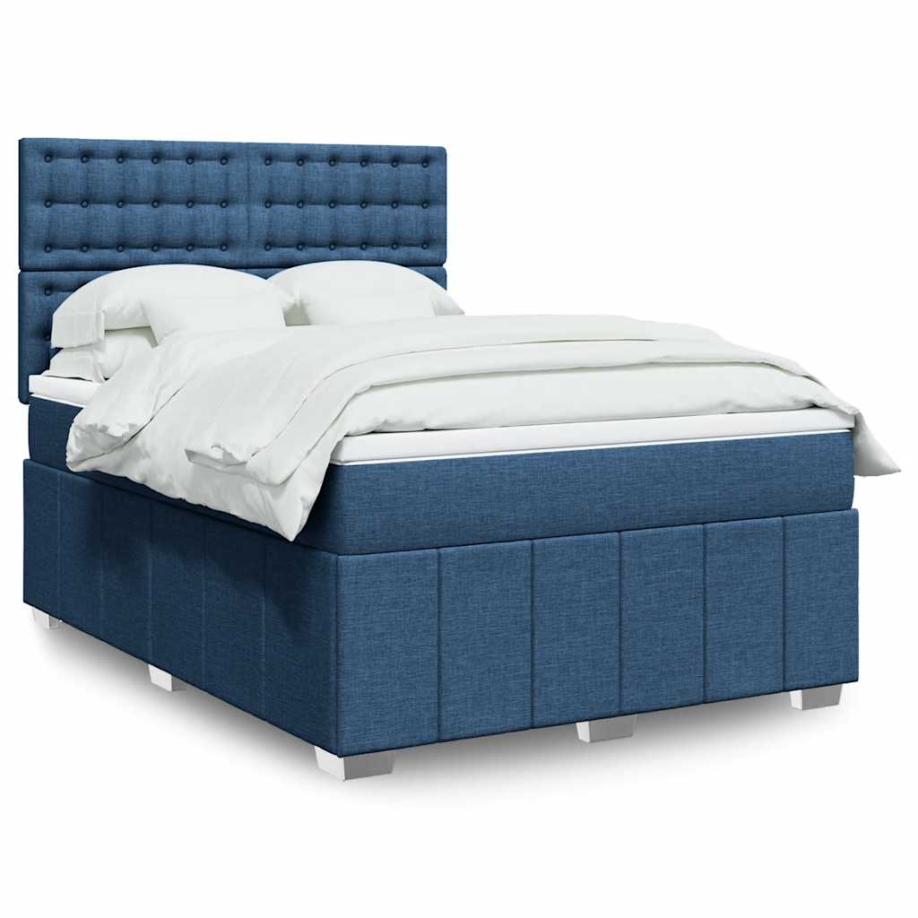 Sommier à lattes de lit avec matelas Bleu 140x190 cm Tissu - XIOS