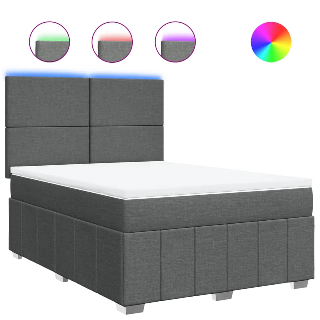 Sommier à lattes de lit avec matelas Gris foncé 140x200cm Tissu - XIOS
