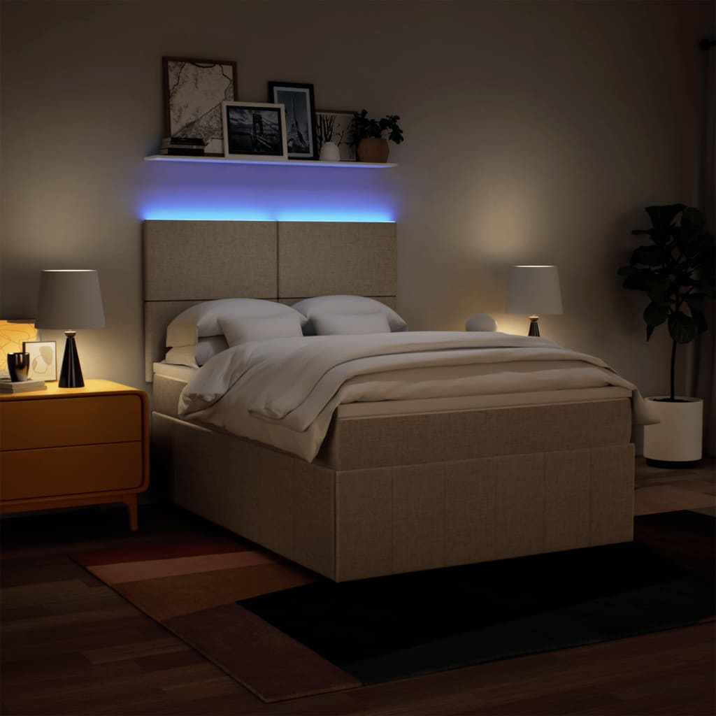 Sommier à lattes de lit avec matelas Crème 140x200 cm Tissu - XIOS