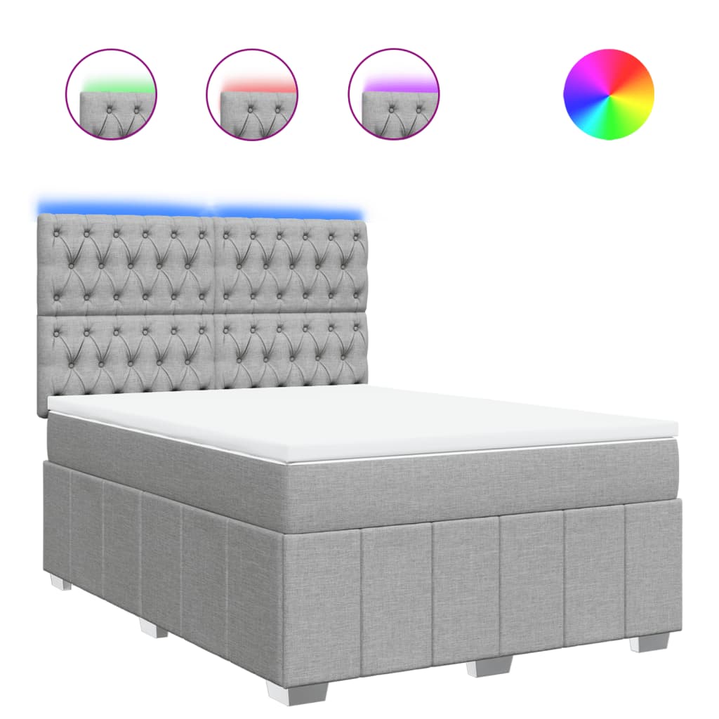 Sommier à lattes de lit avec matelas Gris clair 140x200cm Tissu - XIOS
