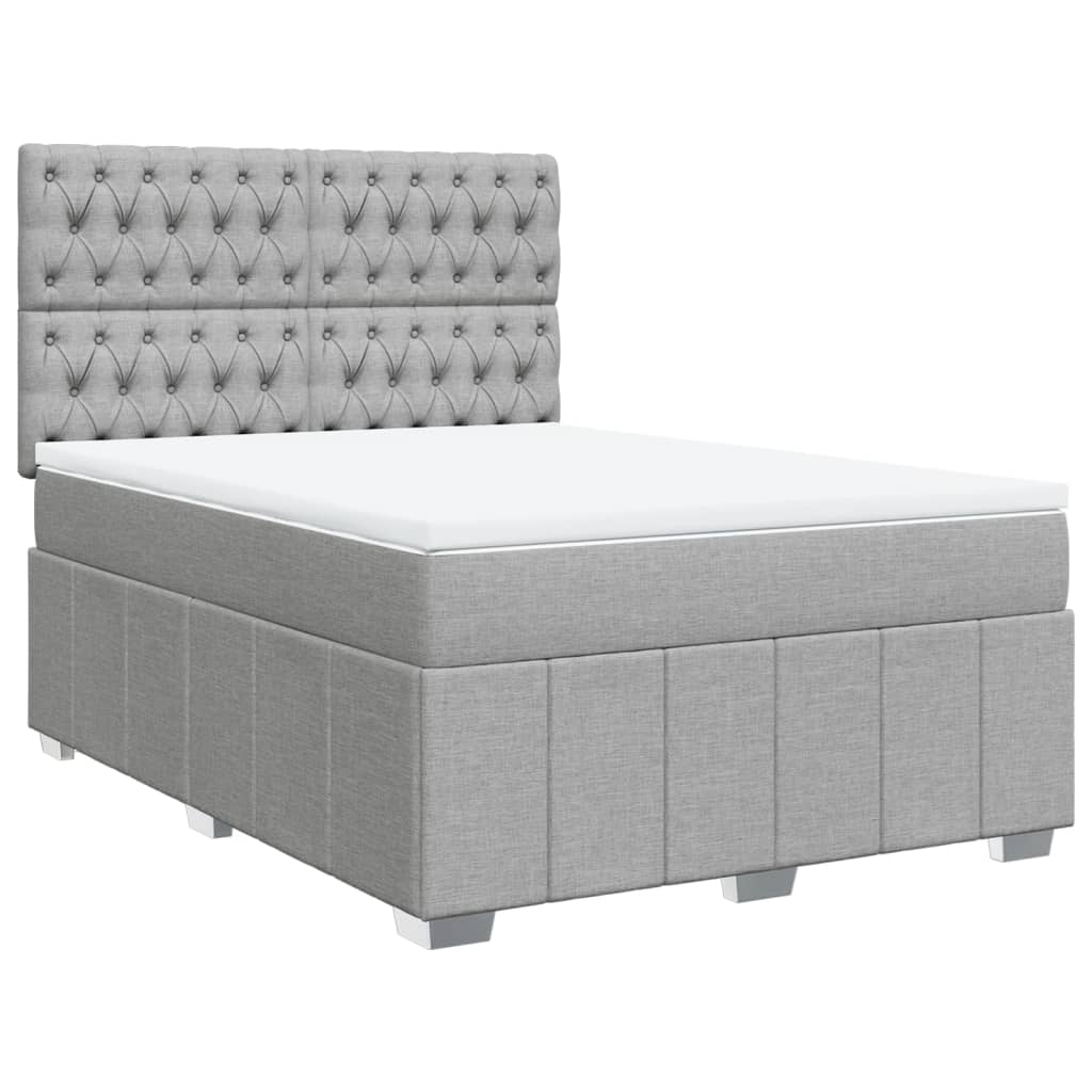 Sommier à lattes de lit avec matelas Gris clair 140x200cm Tissu - XIOS