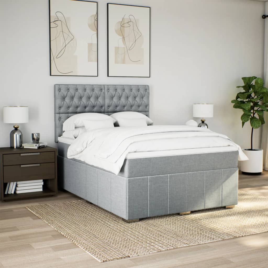 Sommier à lattes de lit avec matelas Gris clair 140x200cm Tissu - XIOS