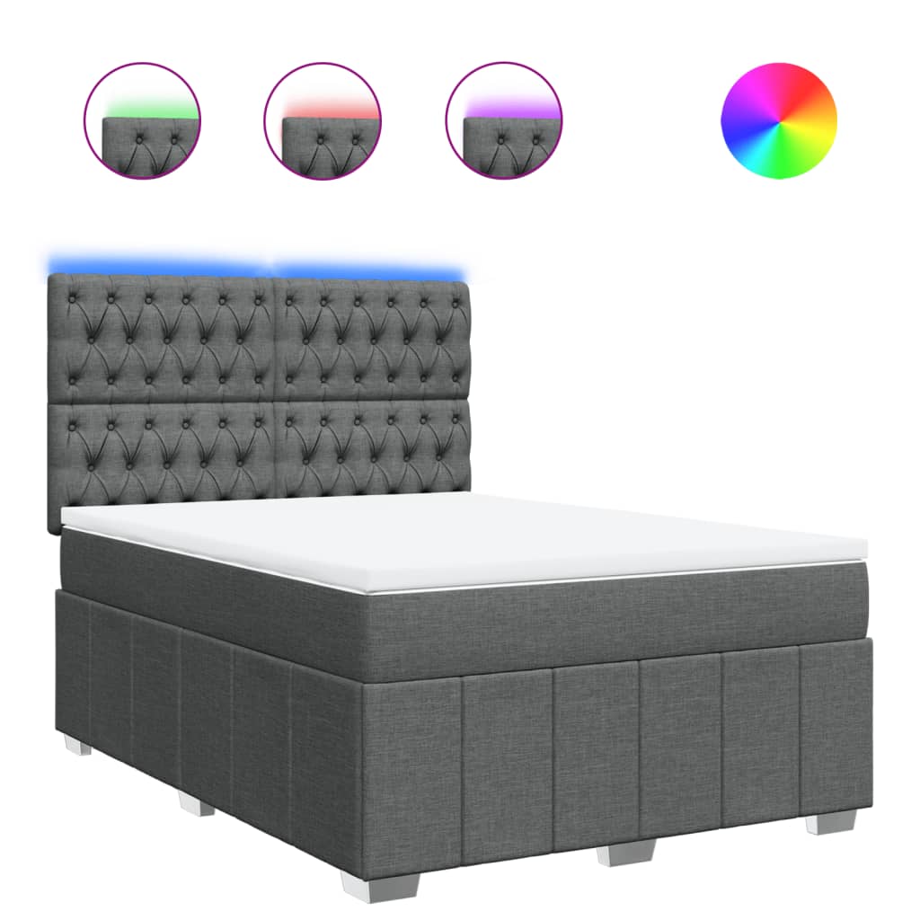 Sommier à lattes de lit avec matelas Gris foncé 140x200cm Tissu - XIOS