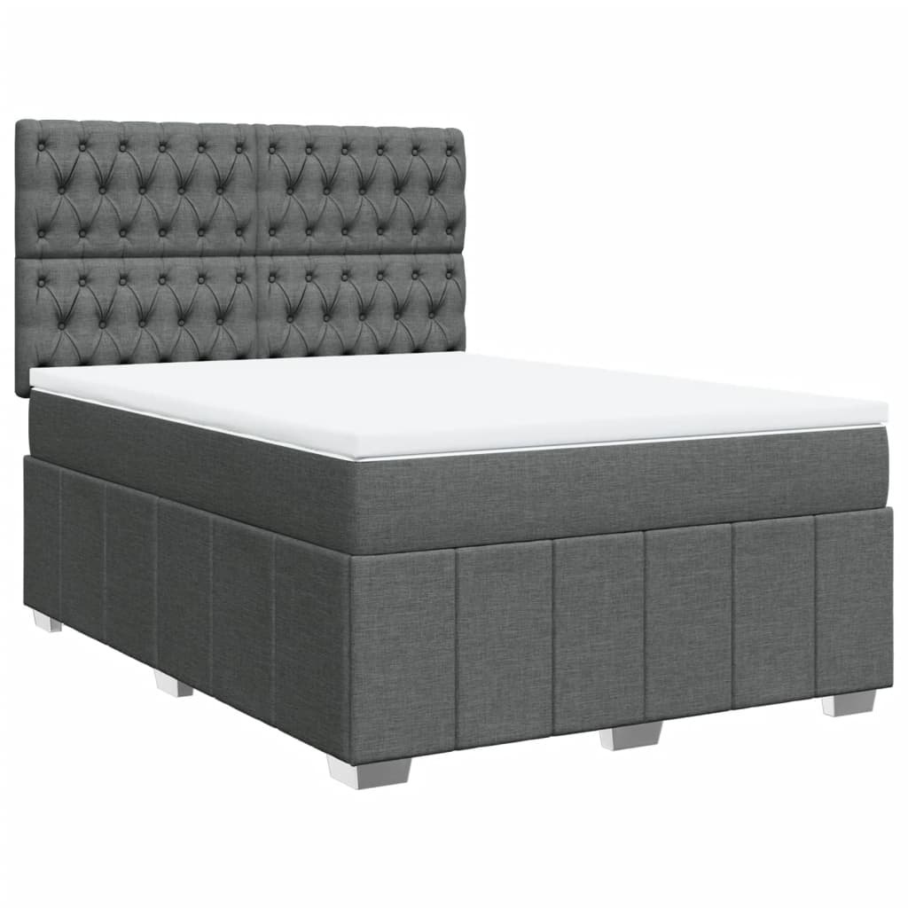 Sommier à lattes de lit avec matelas Gris foncé 140x200cm Tissu - XIOS