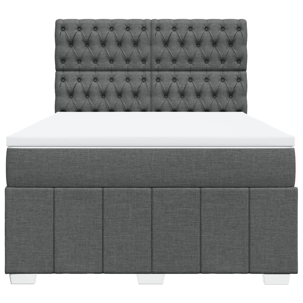 Sommier à lattes de lit avec matelas Gris foncé 140x200cm Tissu - XIOS