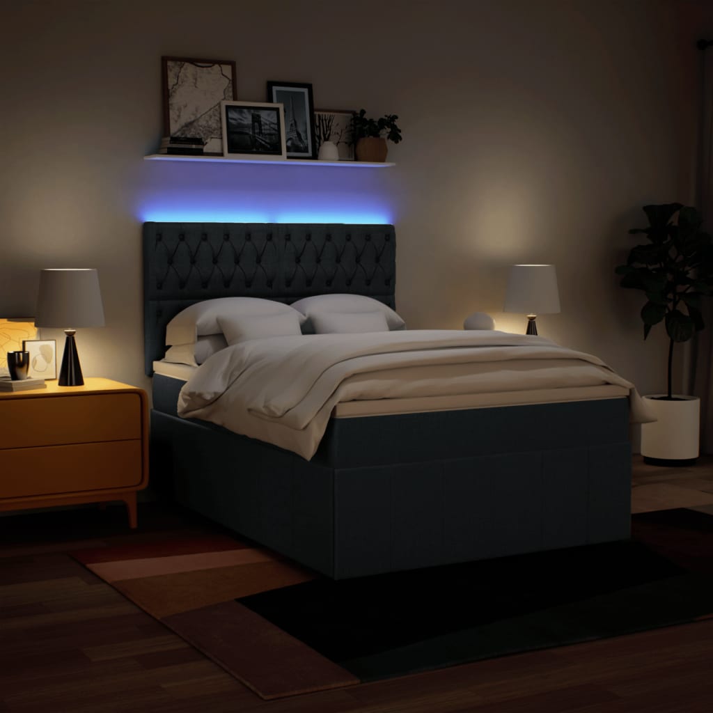 Sommier à lattes de lit avec matelas Bleu 140x200 cm Tissu - XIOS