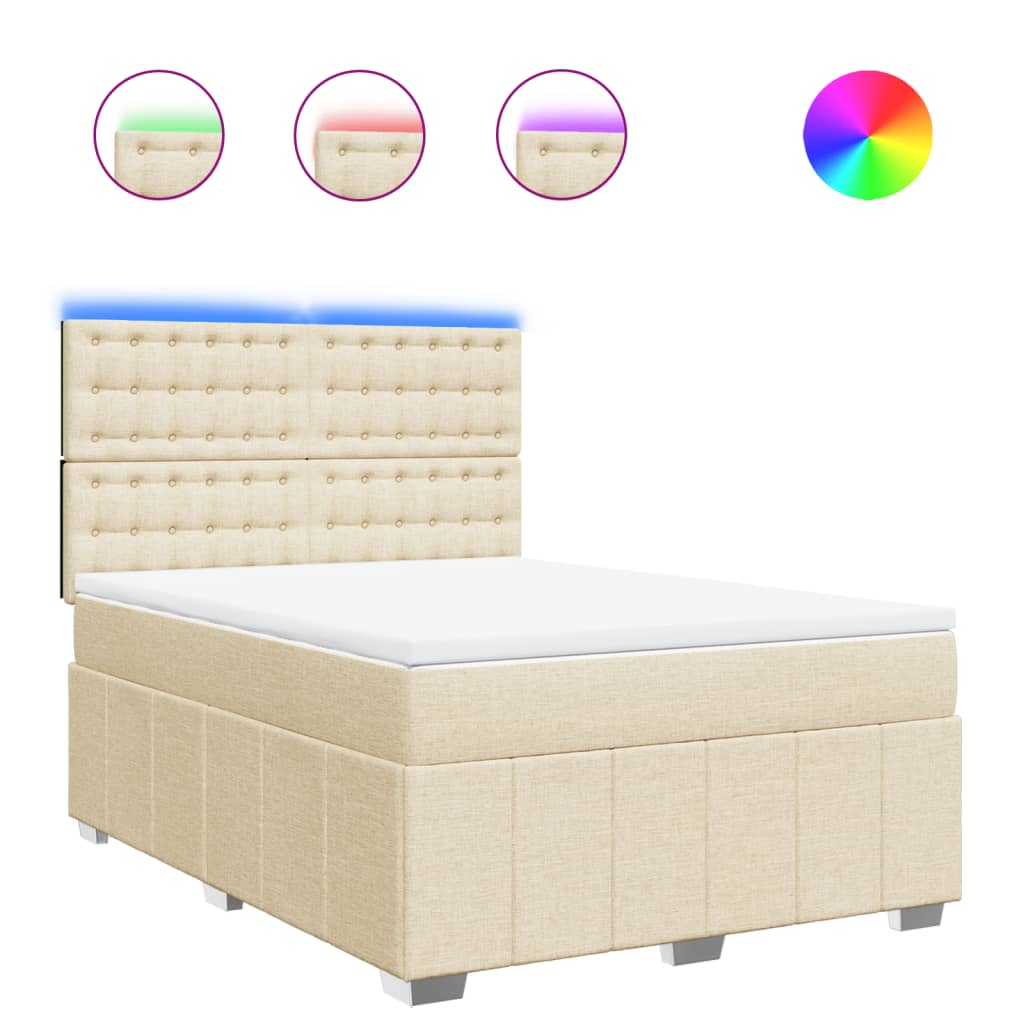 Sommier à lattes de lit avec matelas Crème 140x200 cm Tissu