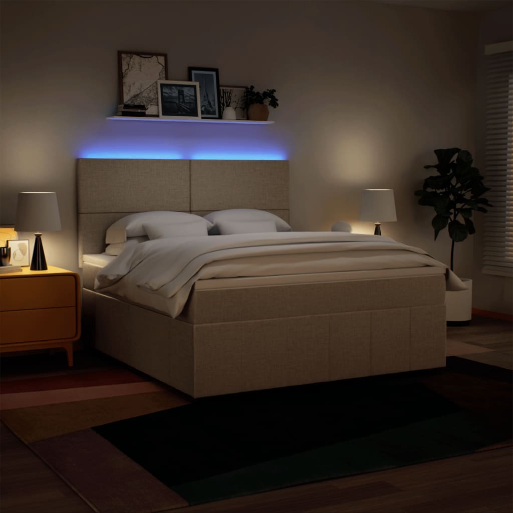 Sommier à lattes de lit avec matelas Crème 180x200 cm Tissu - XIOS