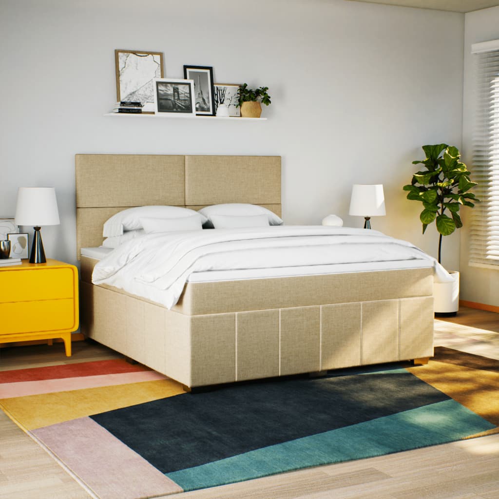 Sommier à lattes de lit avec matelas Crème 180x200 cm Tissu - XIOS