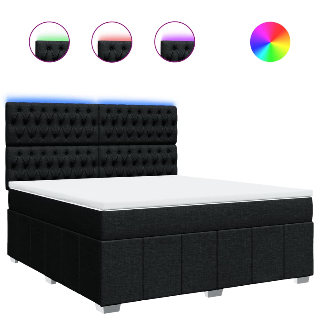 Sommier à lattes de lit avec matelas Noir 180x200 cm Tissu - XIOS