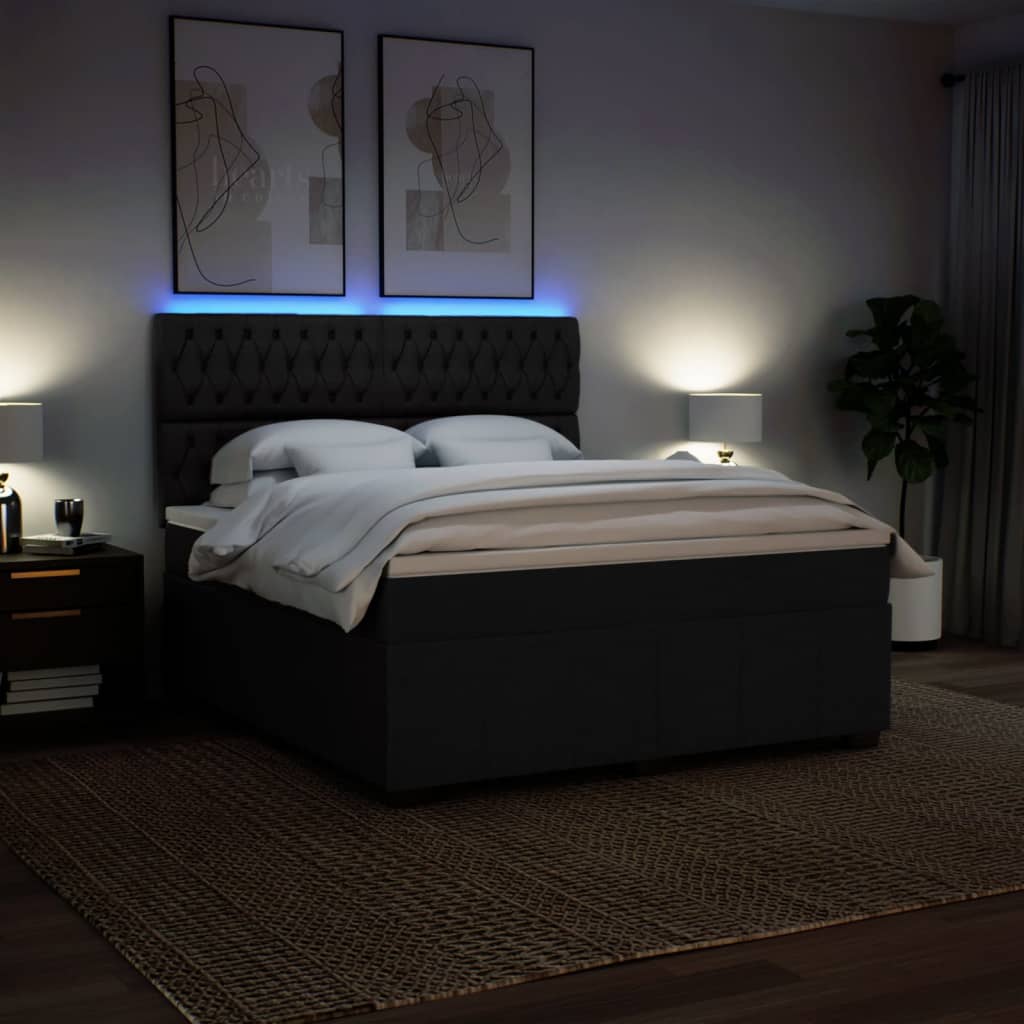 Sommier à lattes de lit avec matelas Noir 180x200 cm Tissu - XIOS