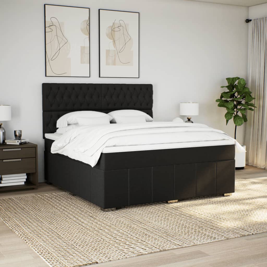 Sommier à lattes de lit avec matelas Noir 180x200 cm Tissu - XIOS