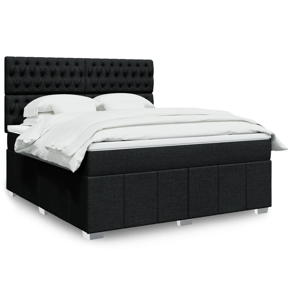 Sommier à lattes de lit avec matelas Noir 180x200 cm Tissu - XIOS