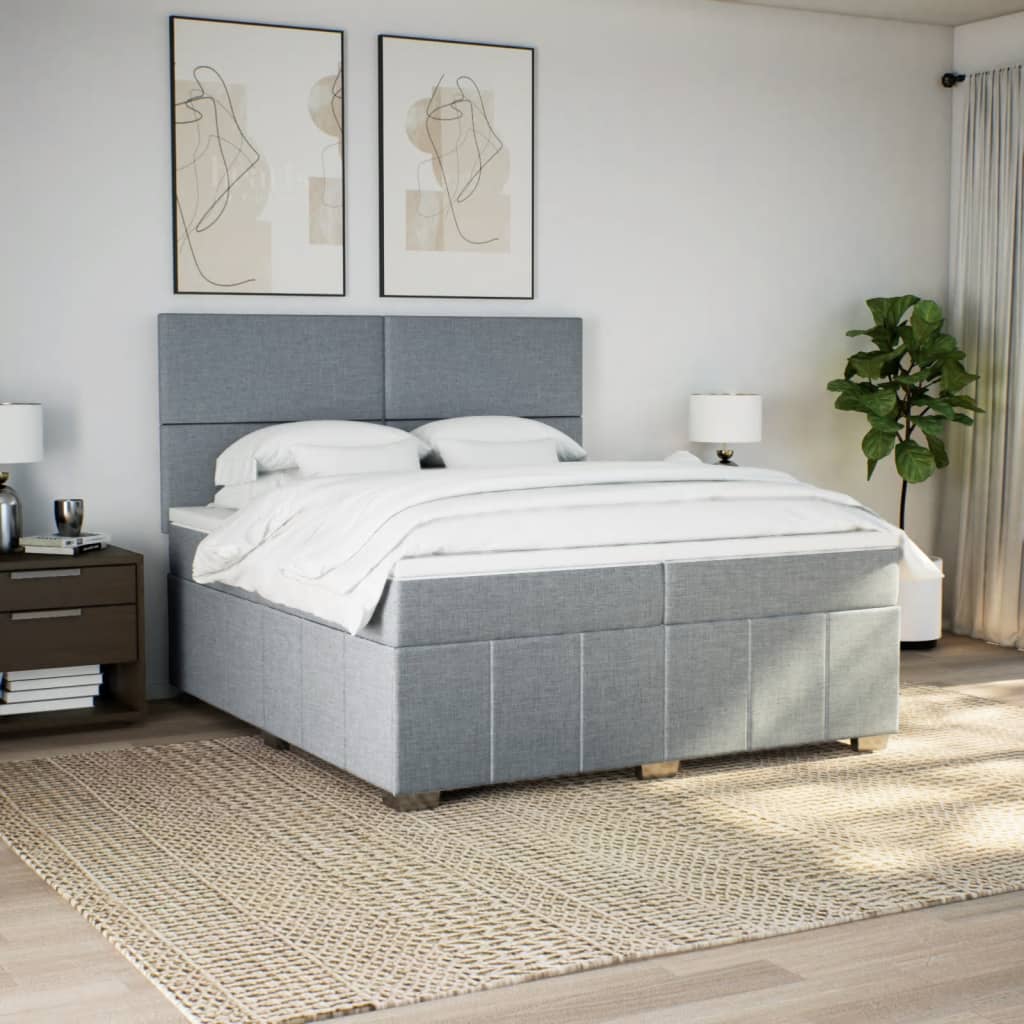 Sommier à lattes de lit avec matelas Gris clair 200x200cm Tissu - XIOS