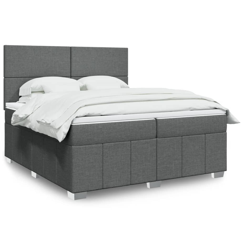 Sommier à lattes de lit avec matelas Gris foncé 200x200cm Tissu - XIOS