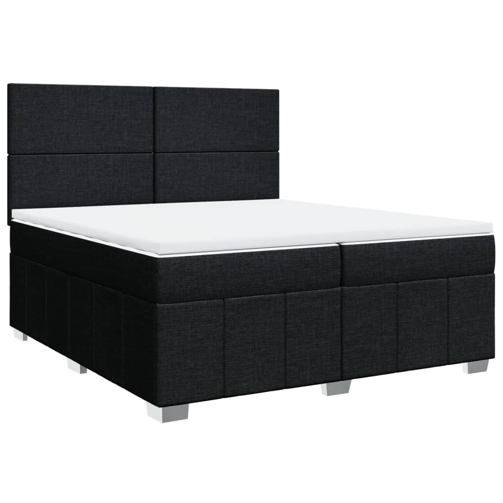 Sommier à lattes de lit avec matelas Noir 200x200 cm Tissu - XIOS