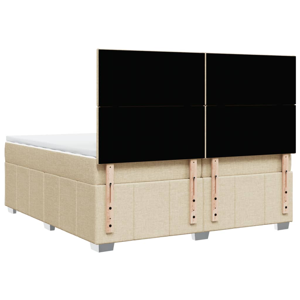 Sommier à lattes de lit avec matelas Crème 200x200 cm Tissu - XIOS
