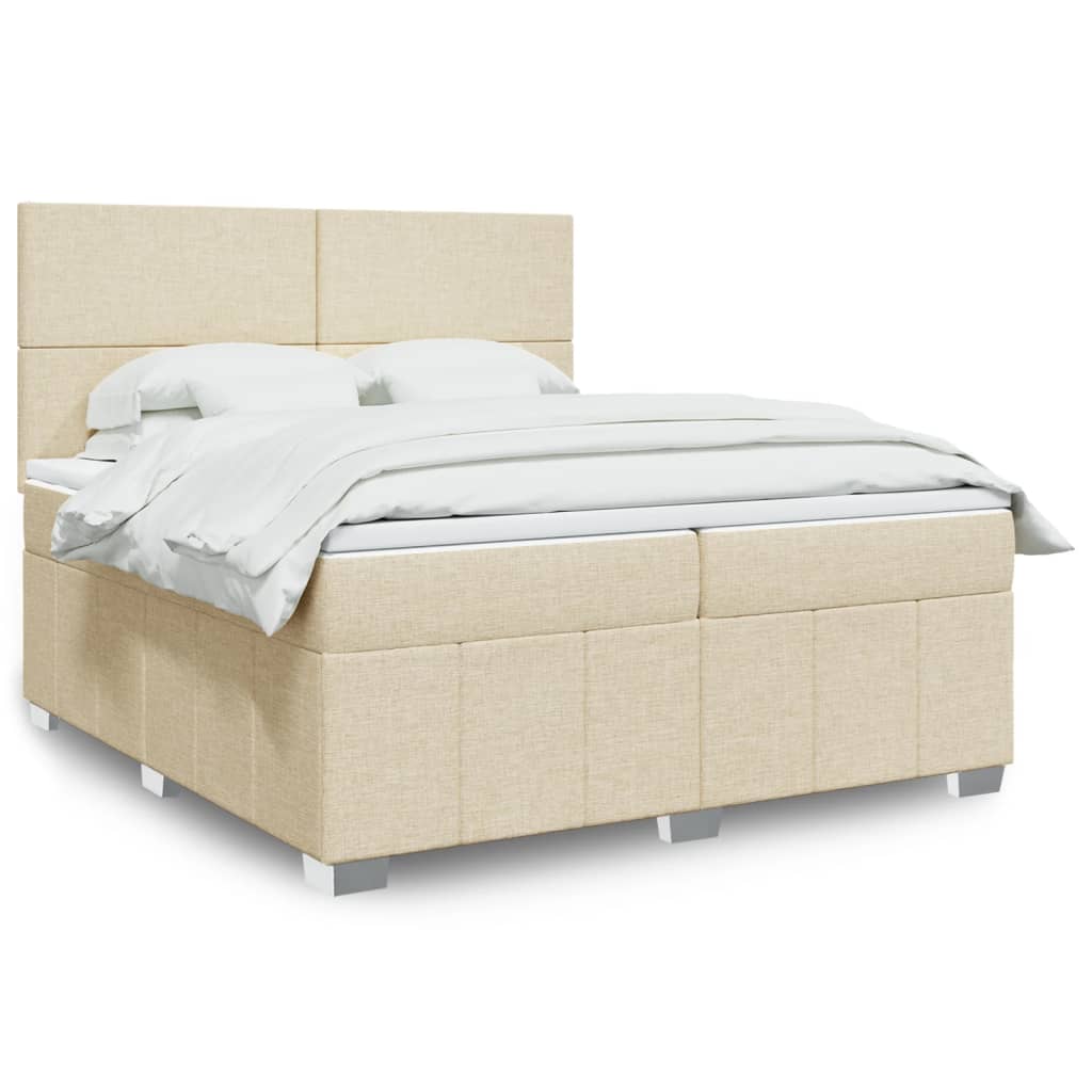 Sommier à lattes de lit avec matelas Crème 200x200 cm Tissu - XIOS